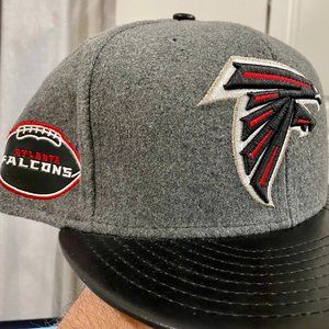New Rare Atlanta Falcons New Era Leather Melt 59Fifty Fitted Throwback Hat Cap